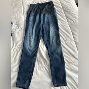 Maternity jeans cross back panel